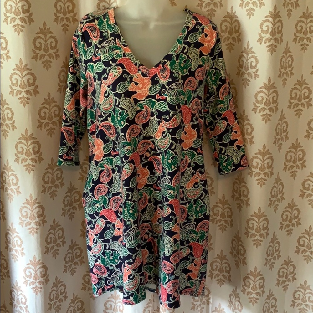 Fantastic Fawn Paisley Elephant print dress L